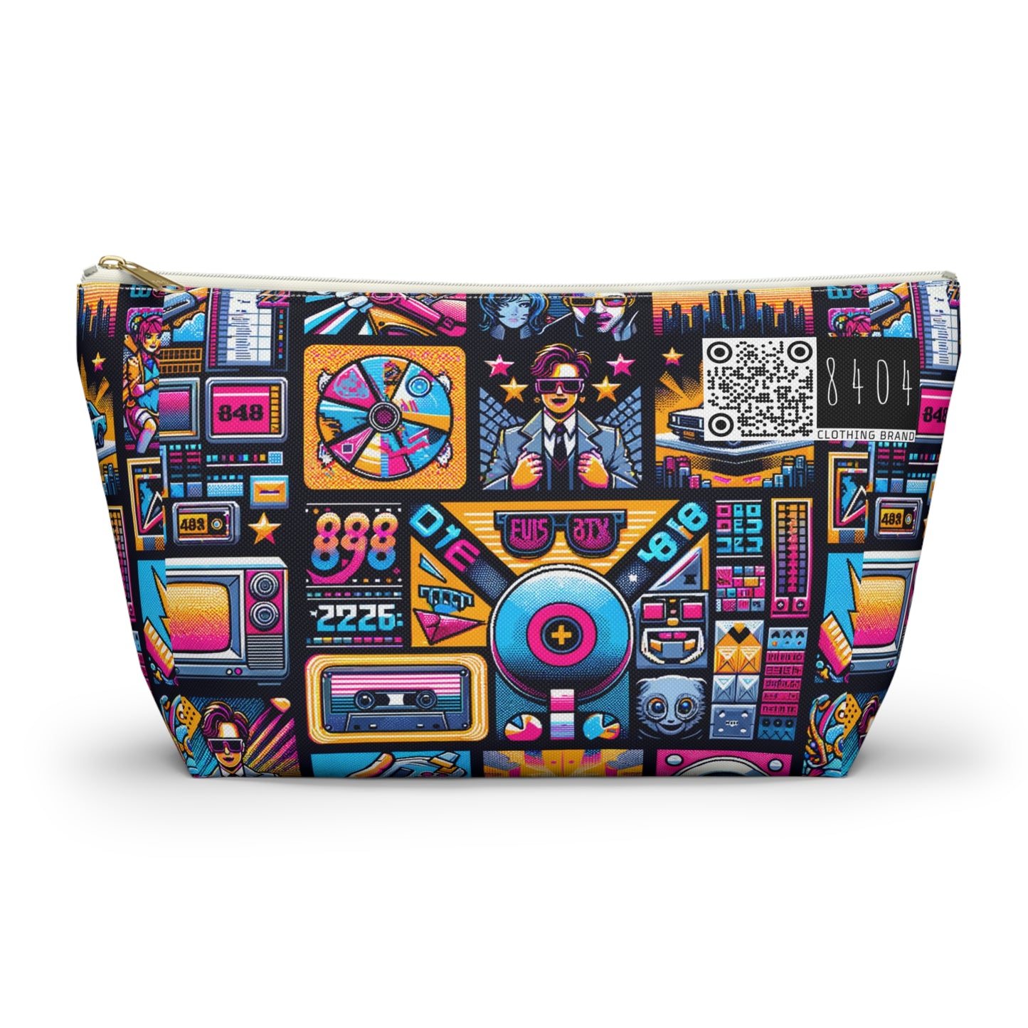 Digital Pop Culture Mashup Maximalist Pop Accessory Pouch W T-bottom - 8404 Design-52