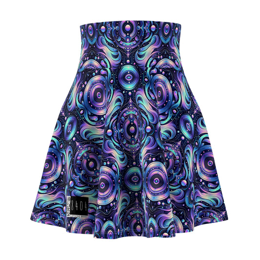 Iridescent Tech Fusion Tech-Forward Streetwear Women's Skater Skirt - 8404 Design-62