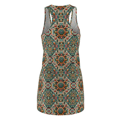 Cultural Fusion Tech Blend of Cultural Heritage With Tech-Inspired Elements Women's Cut & Sew Racerback Dress - 8404 Design-74