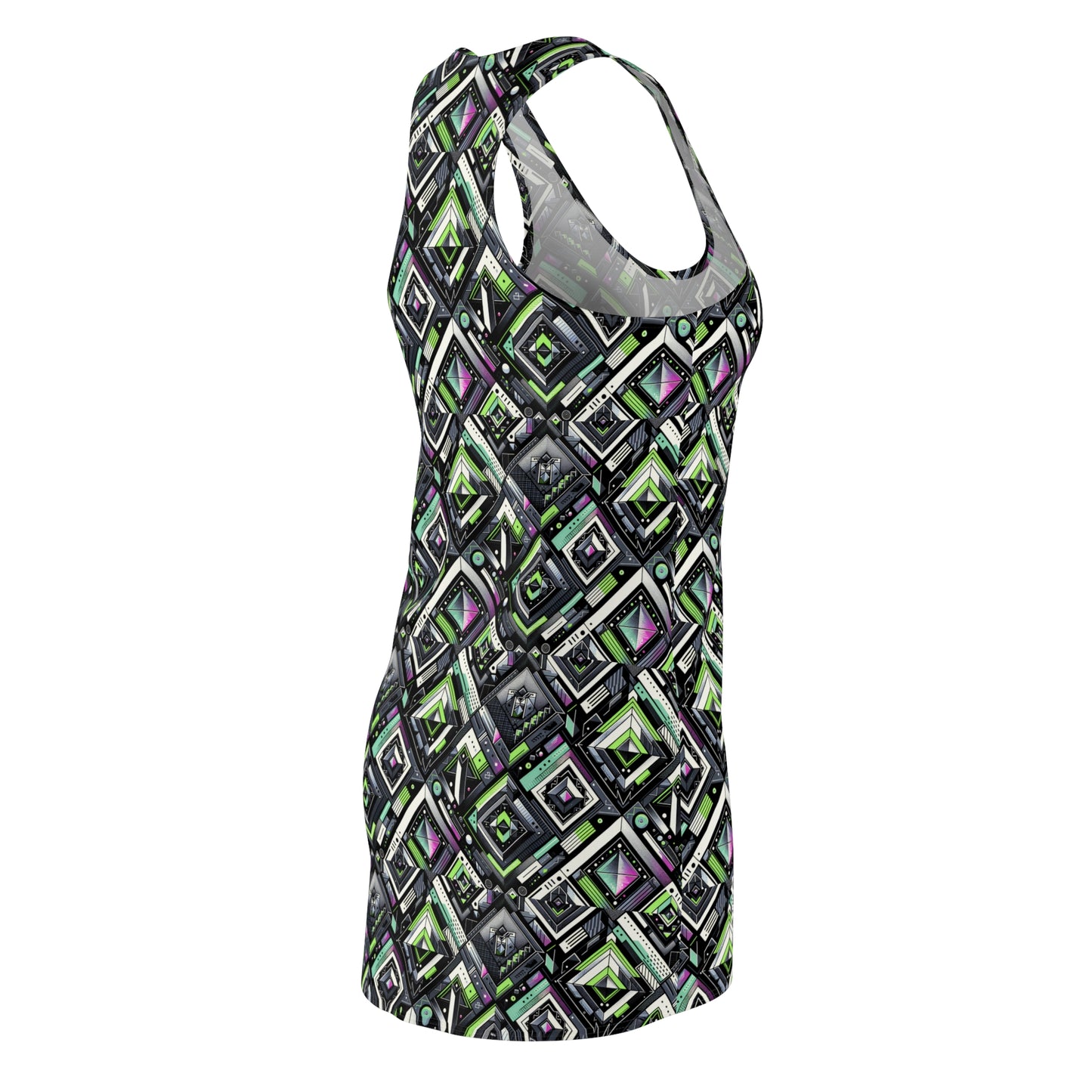 Retro Futurism Graphics Tech-Forward Streetwear Women's Cut & Sew Racerback Dress - 8404 Design-48