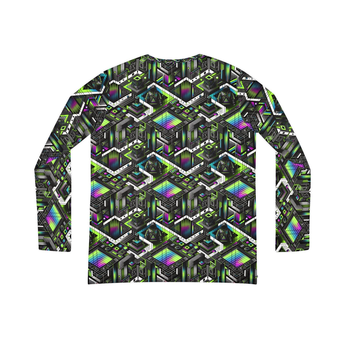 Retro Futurism Graphics Tech-Forward Streetwear Women's Long Sleeve V-Neck Shirt - 8404 Design-52