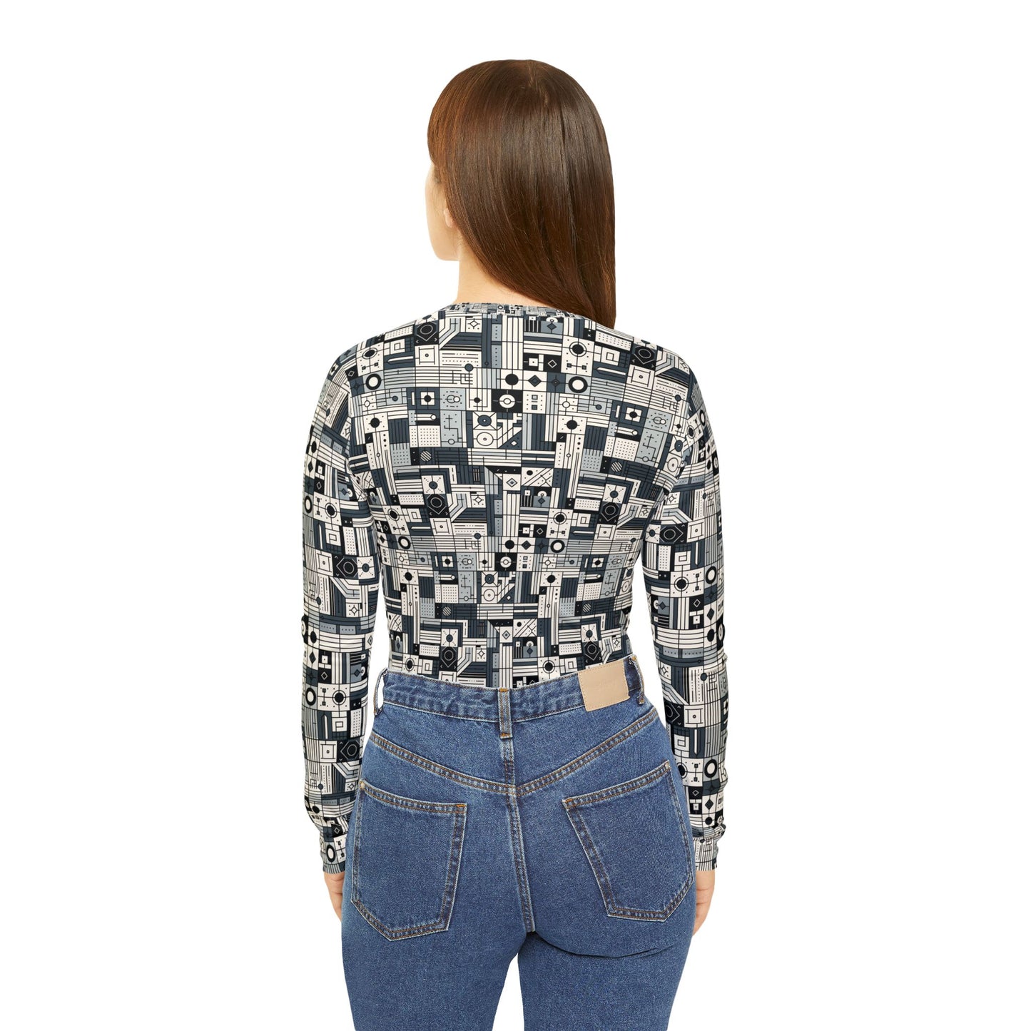 Digital Minimalism Minimalist Tech Women's Long Sleeve V-Neck Shirt - 8404 Design-49