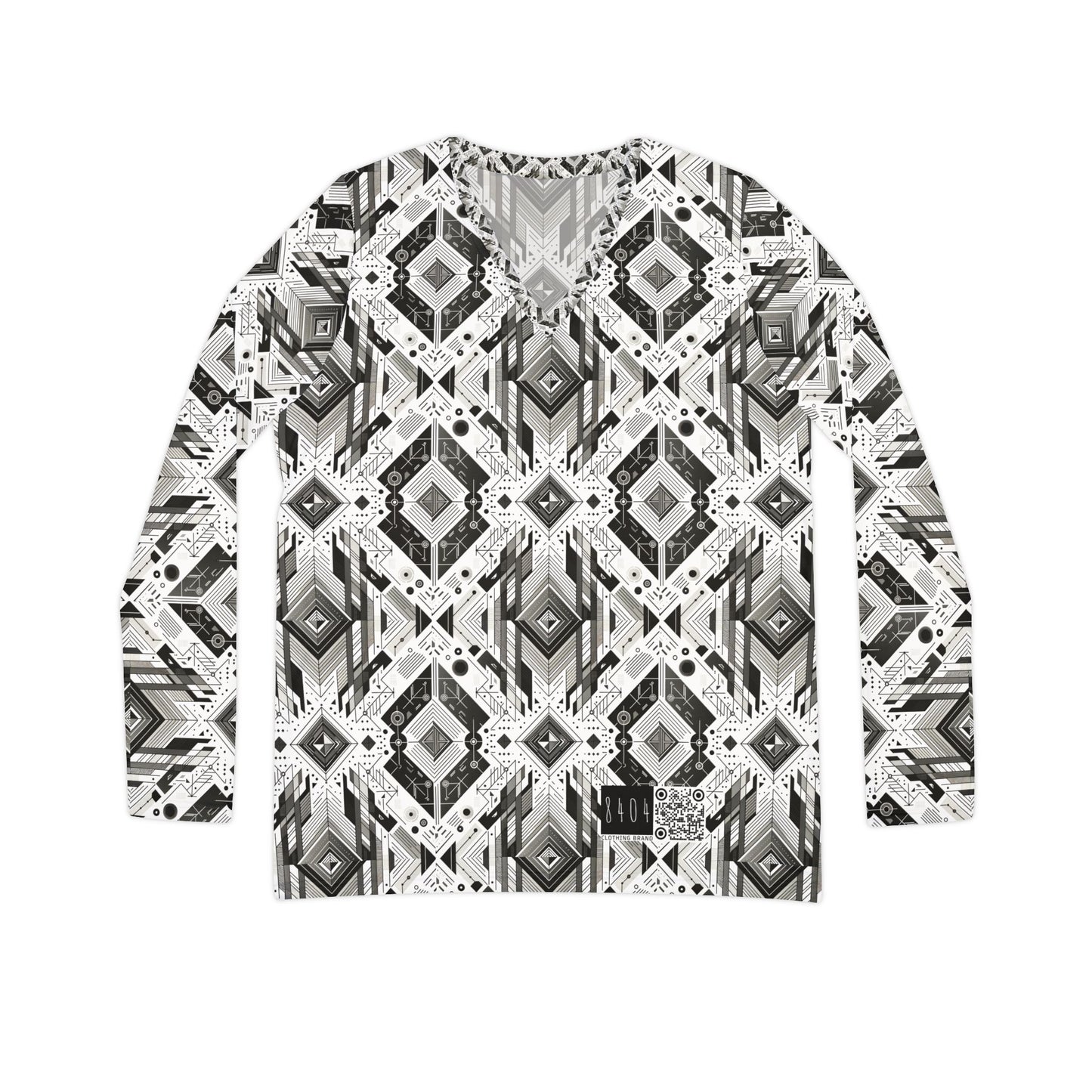 Digital Minimalism Minimalist Tech Women's Long Sleeve V-Neck Shirt - 8404 Design-51