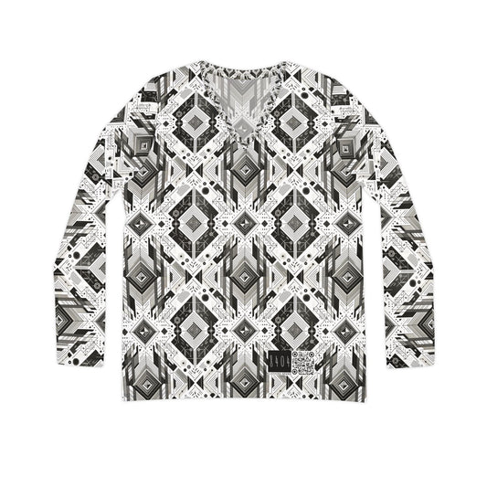 Digital Minimalism Minimalist Tech Women's Long Sleeve V-Neck Shirt - 8404 Design-51