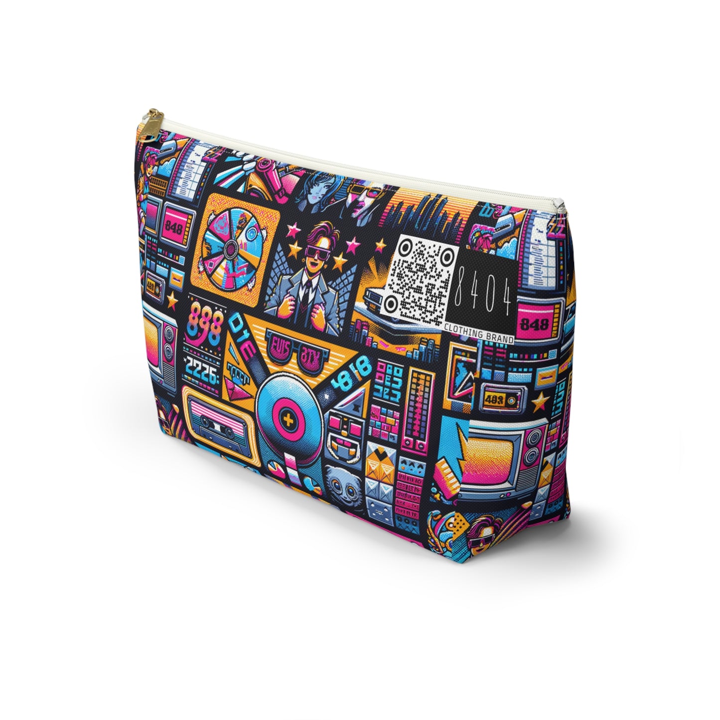 Digital Pop Culture Mashup Maximalist Pop Accessory Pouch W T-bottom - 8404 Design-52