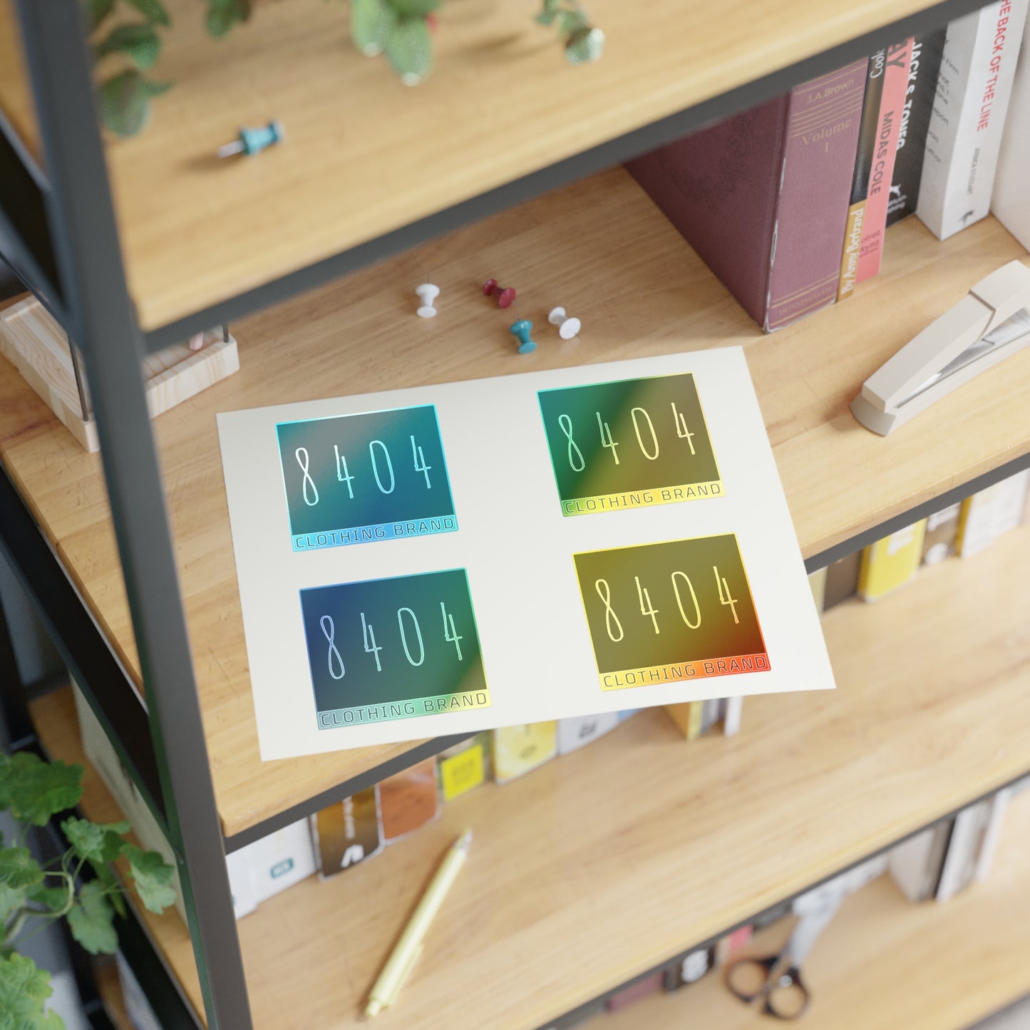 8404 Logo Sticker Sheets - Holographic, Transparent, or White - 6 in. x 4 in. or 11 in. x 8.5 in. - 1 Sheet of 4 Stickers