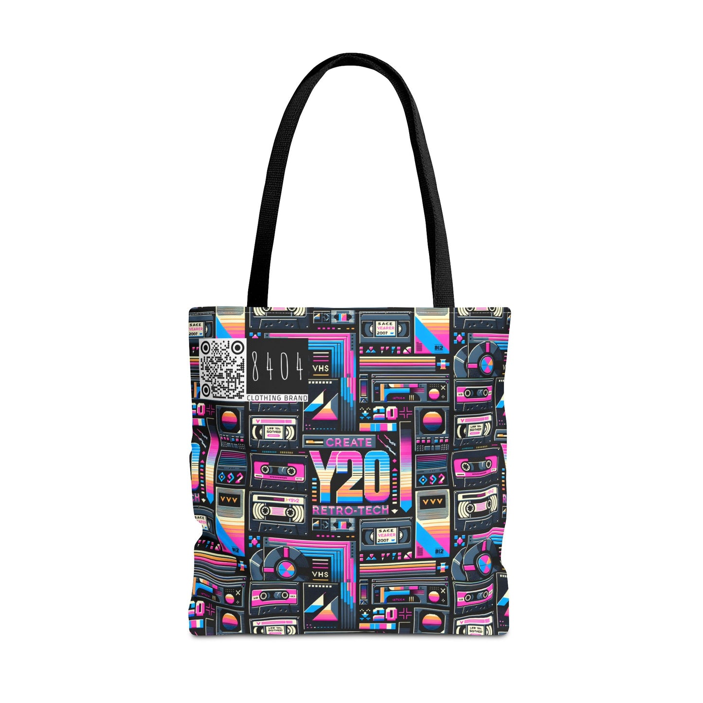 Digital Nostalgia Tech-Inspired Retro Fusion Tote Bag - 8404 Design-65