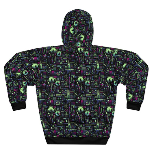 Tech Noir Futuristic Cyberpunk Pullover Hoodie - 8404 Design-63