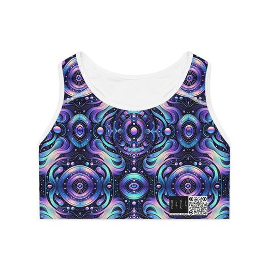 Iridescent Tech Fusion Tech-Forward Streetwear Sports Bra - 8404 Design-62