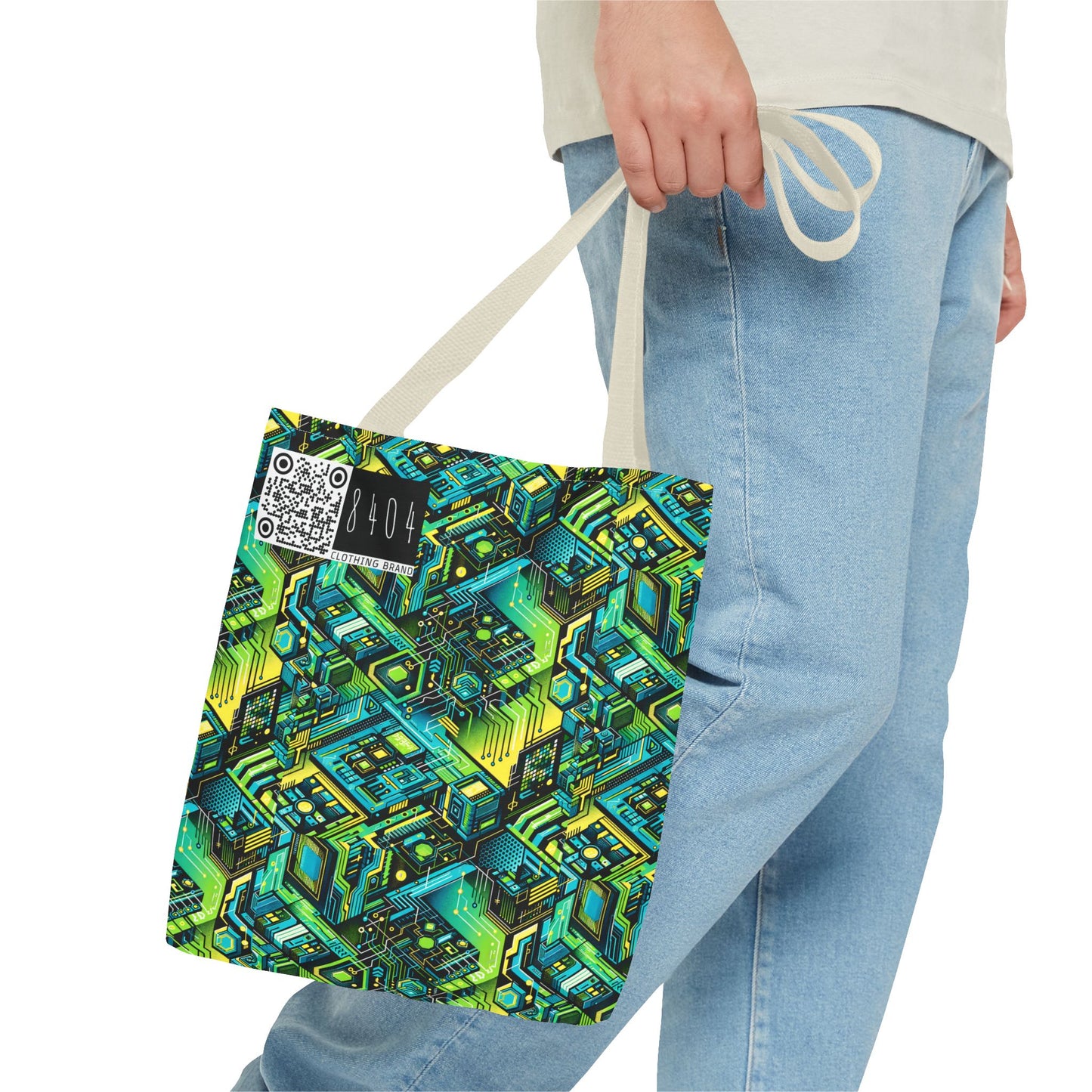 Tech-Infused Neon Tech-Forward Streetwear Tote Bag - 8404 Design-38
