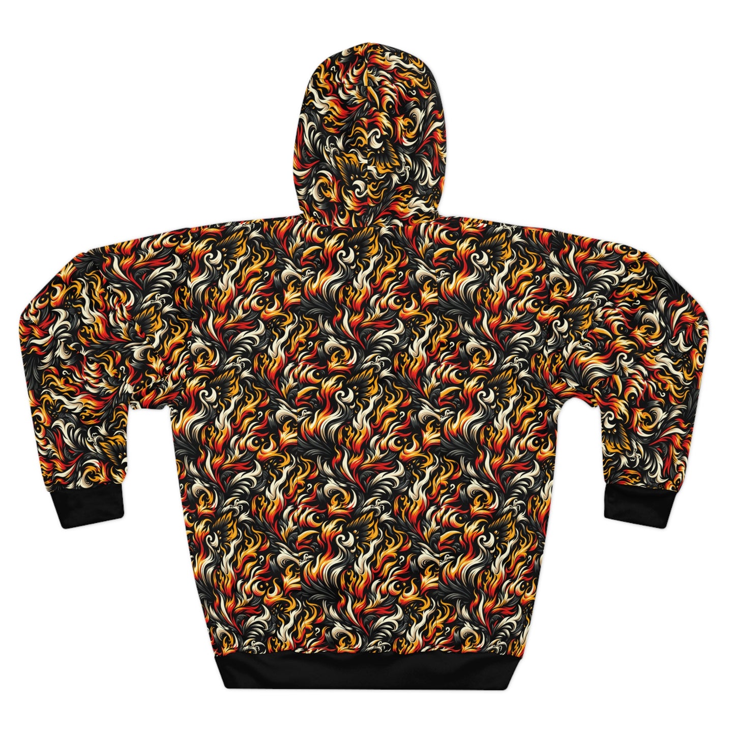 Fire & Flames Bold Streetwear Statement Pullover Hoodie - 8404 Design-55