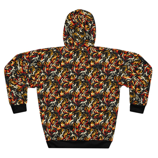 Fire & Flames Bold Streetwear Statement Pullover Hoodie - 8404 Design-55