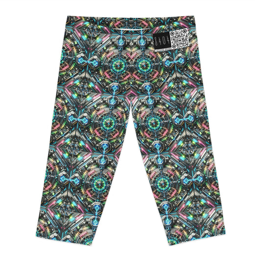 Tech-Infused Futurism Futuristic Tech Women's Capri Leggings - 8404 Design-53