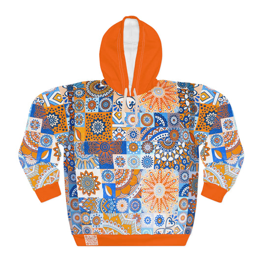 8404 Unisex Adult's "mosaic Collage" Fashion Pullover Hoodie in Orange