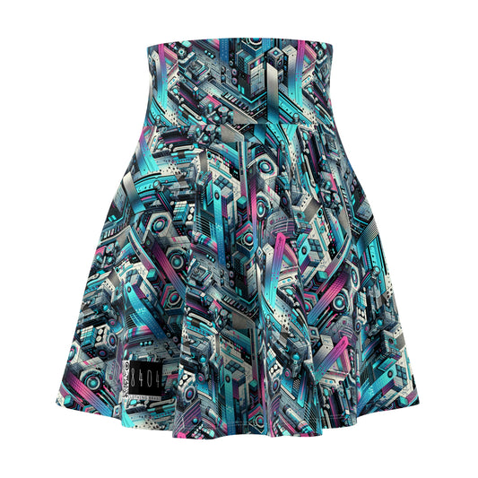 Digital Motion Futuristic Tech Women's Skater Skirt - 8404 Design-40