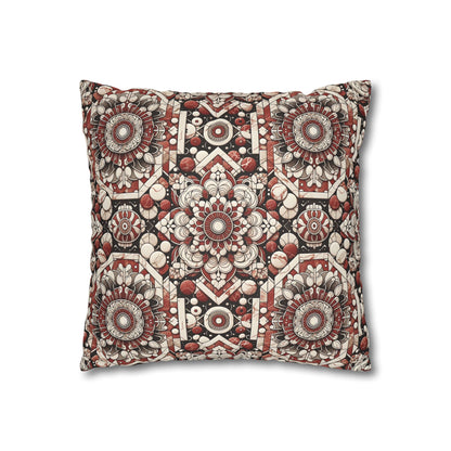 Neo Jomon Sculptural Aesthetics Artisanal Streetwear Faux Suede Square Pillowcase - 8404 Design-55