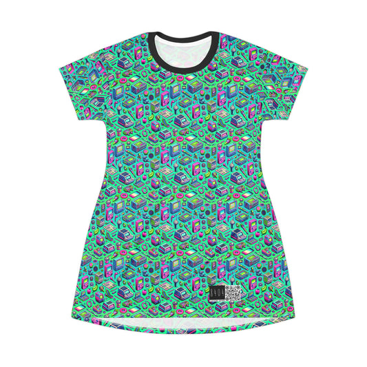 Y2k Revival Nostalgic Futurism T-Shirt Dress - 8404 Design-48