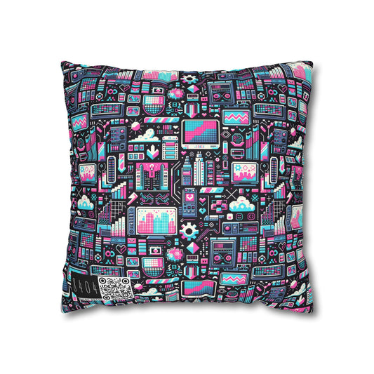 Digital Rebellion Youthful Streetwear with a Rebellious Digital Twist Spun Polyester Square Pillowcase - 8404 Design-71