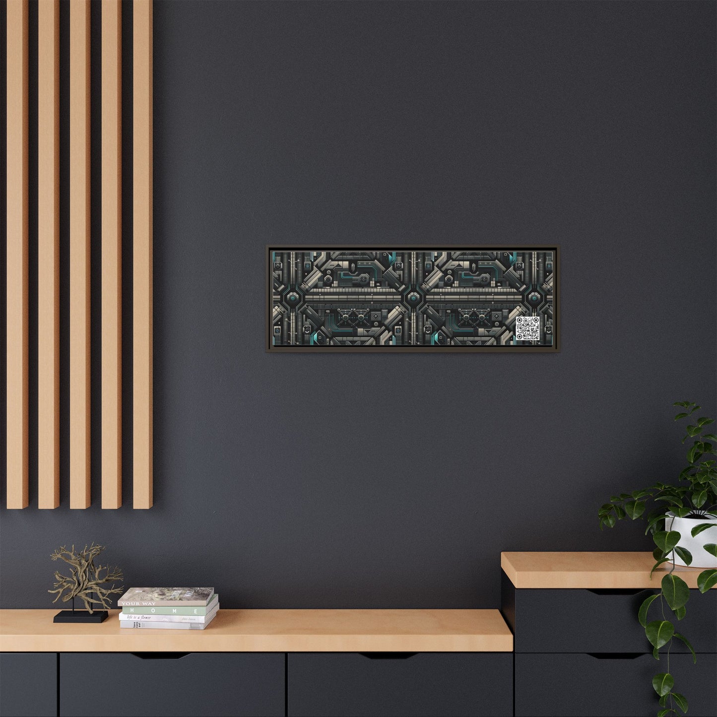 Tech Noir Futuristic Tech Aesthetic with a Dark Twist Matte Canvas, Framed (multi-color) - 8404 Design-59 B