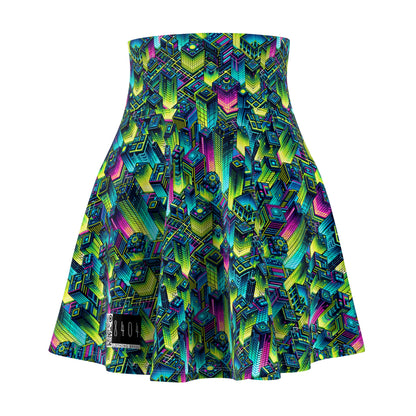 Tech-Infused Neon Tech-Forward Streetwear Women's Skater Skirt - 8404 Design-65