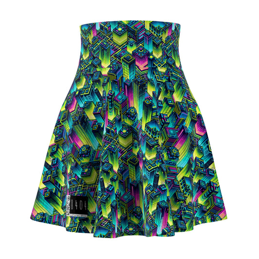 Tech-Infused Neon Tech-Forward Streetwear Women's Skater Skirt - 8404 Design-65