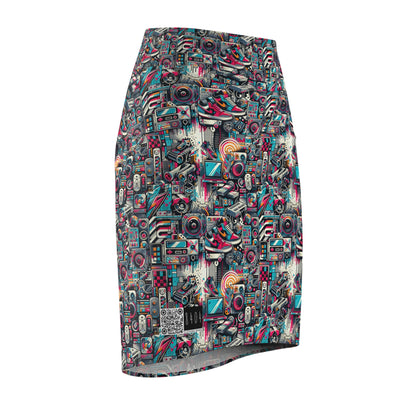 Urban Graffiti Fusion Eclectic Street Art Meets Modern Tech Culture Women's Pencil Skirt - 8404 Design-50