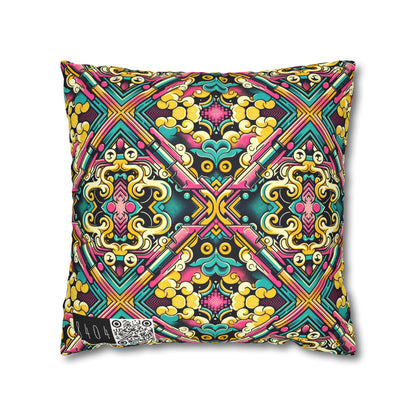 Neon Pop Art Revival Pop Culture Retro Faux Suede Square Pillowcase - 8404 Design-59