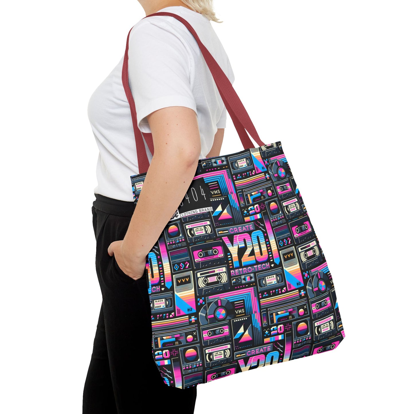 Digital Nostalgia Tech-Inspired Retro Fusion Tote Bag - 8404 Design-65
