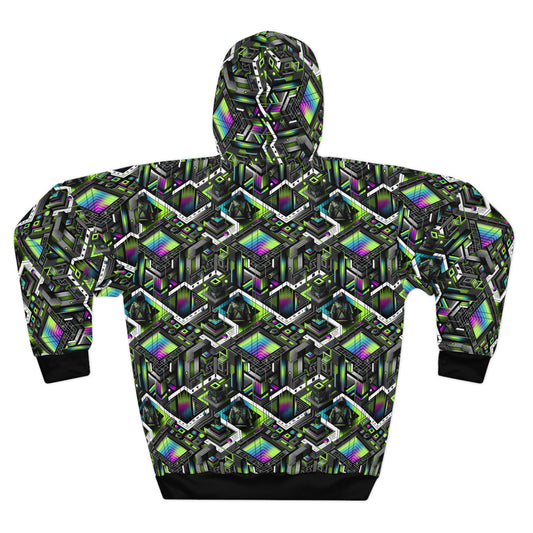 Retro Futurism Graphics Tech-Forward Streetwear Pullover Hoodie - 8404 Design-52