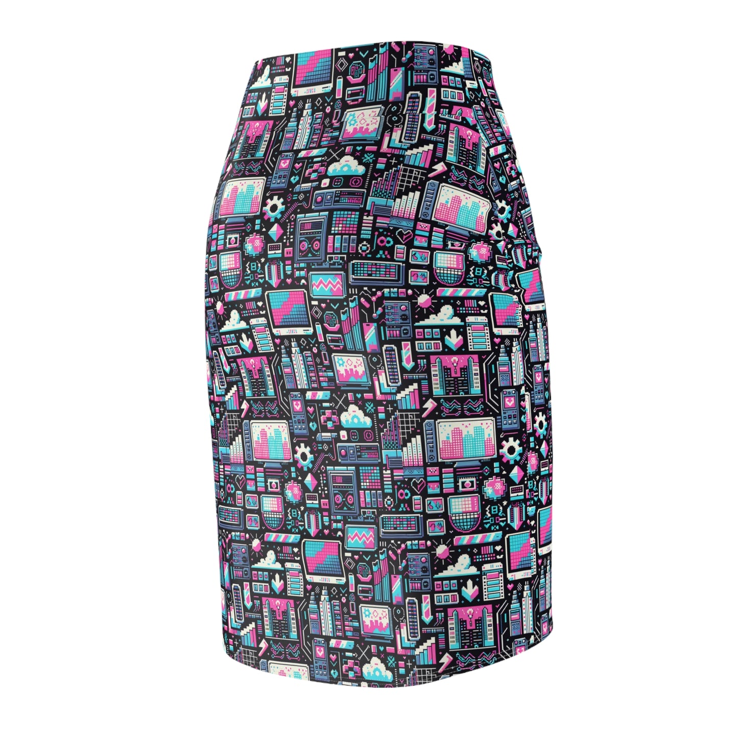 Digital Rebellion Youthful Streetwear with a Rebellious Digital Twist Women's Pencil Skirt - 8404 Design-71