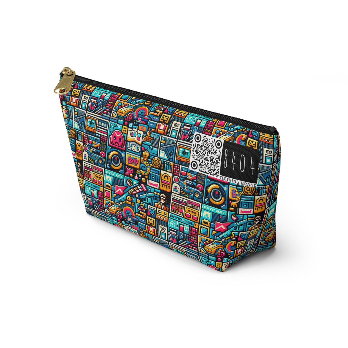 Digital Pop Culture Mashup Maximalist Pop Accessory Pouch W T-bottom - 8404 Design-47