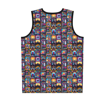 Digital Pop Culture Mashup Maximalist Pop Basketball Jersey - 8404 Design-52