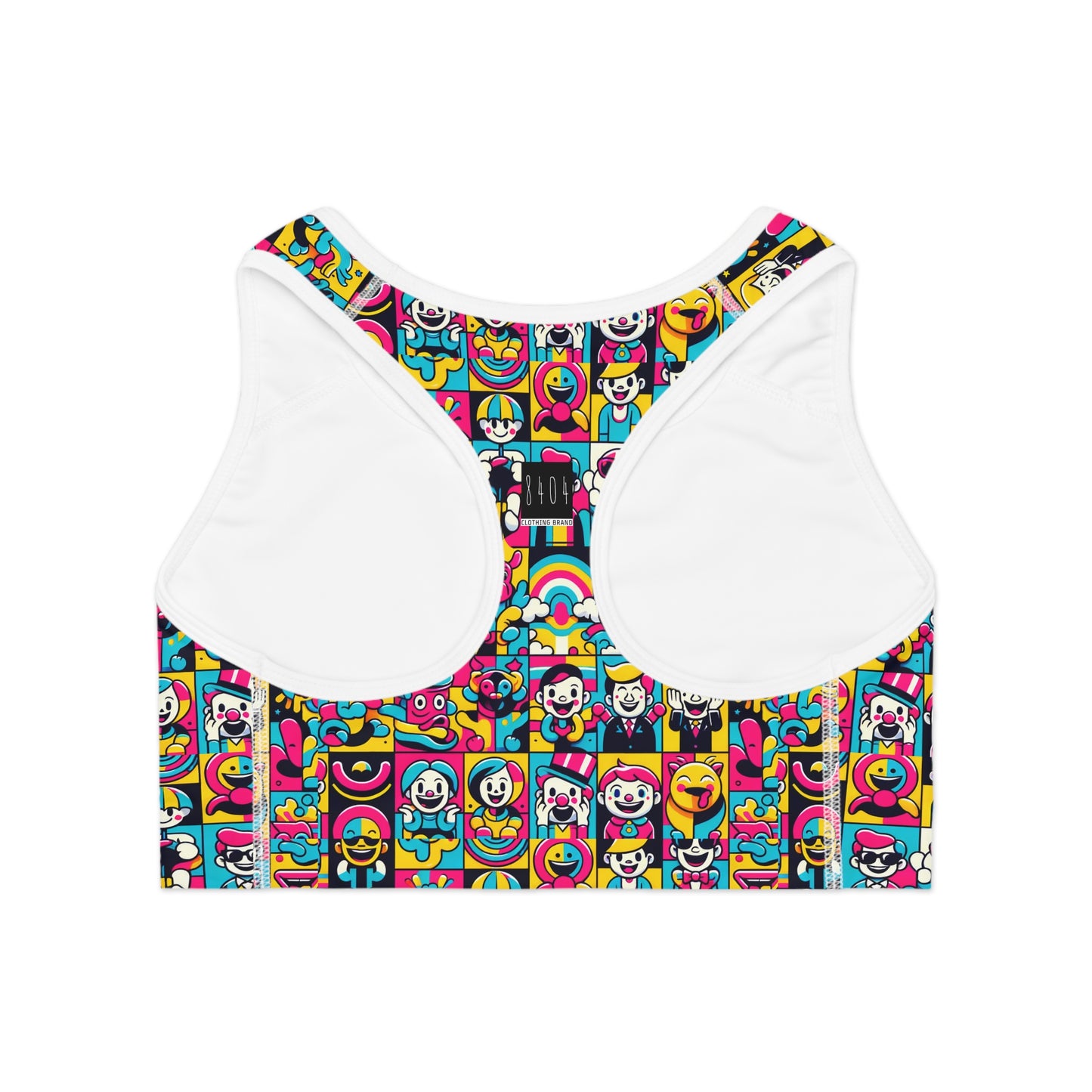 Neon Pop Playful Pop Culture Mashup Sports Bra - 8404 Design-60