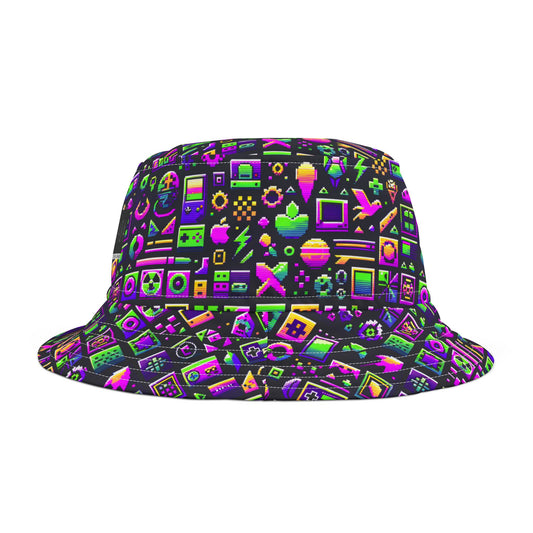 Digital Nostalgia Remix Modern Vintage Fusion Bucket Hat - 8404 Design-49
