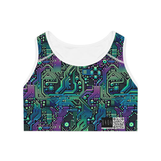 Tech-Infused Neon Tech-Forward Streetwear Sports Bra - 8404 Design-66