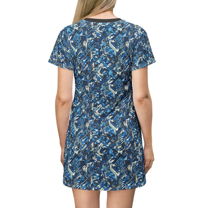 Tech Urban Camo Tech-Forward Streetwear With a Futuristic Military Edge T-Shirt Dress - 8404 Design-39