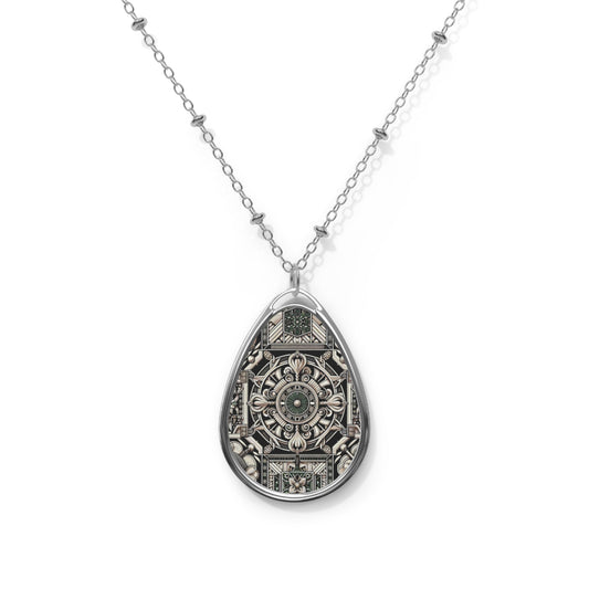 Cyber Garden Party Tech Garden Extravaganza Oval Necklace - 8404 Design-45