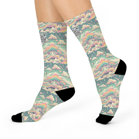 Digital Dreamland Whimsical and Nostalgic Streetwear With a Digital Twist Cushioned Crew Socks - 8404 Design-65