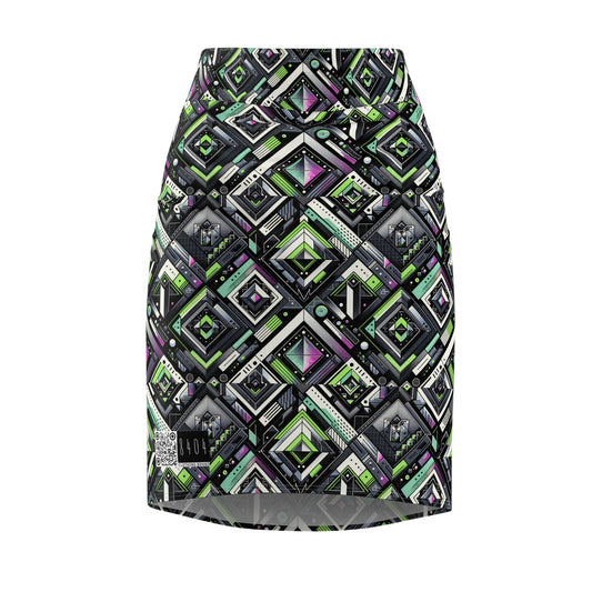 Retro Futurism Graphics Tech-Forward Streetwear Women's Pencil Skirt - 8404 Design-48