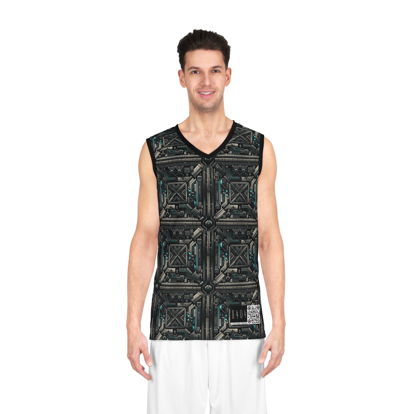 Tech Noir Futuristic Tech Aesthetic with a Dark Twist Basketball Jersey - 8404 Design-59