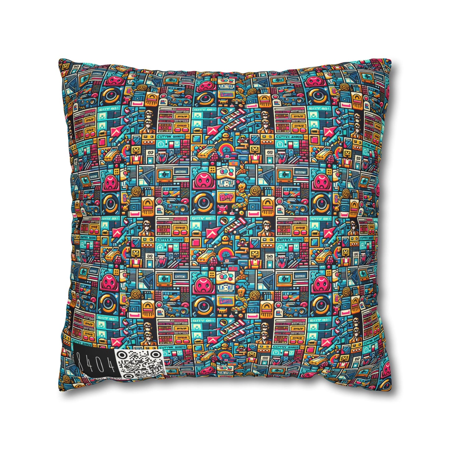 Digital Pop Culture Mashup Maximalist Pop Faux Suede Square Pillowcase - 8404 Design-47