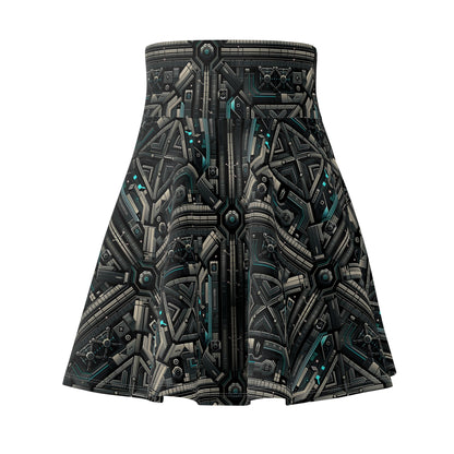 Tech Noir Futuristic Tech Aesthetic with a Dark Twist Women's Skater Skirt - 8404 Design-59