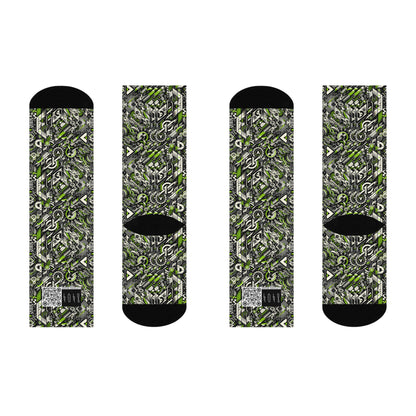 Graffiti Tech Fusion Bold Streetwear Fusion Cushioned Crew Socks - 8404 Design-59