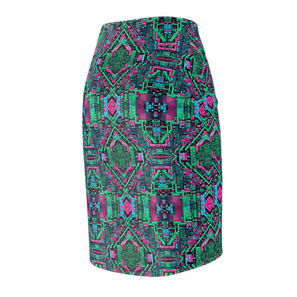 Digital Glitch Vibes Tech-Inspired Streetwear Women's Pencil Skirt - 8404 Design-71