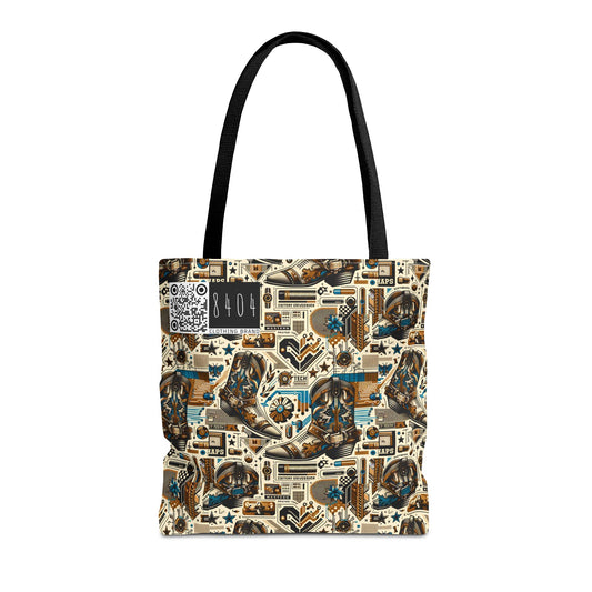 Digital Cowboy Chic Tech-Infused Western Fusion Tote Bag - 8404 Design-45