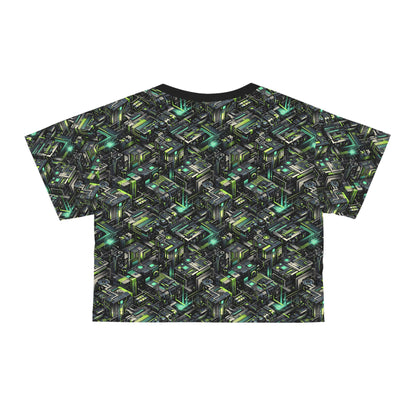 Tech-Infused Graphics Tech-Forward Streetwear Crop Tee - 8404 Design-47