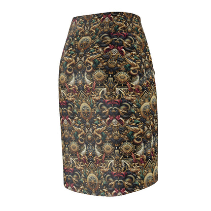Digital Renaissance Luxurious Streetwear Inspired By Classical Art With a Modern Twist Women's Pencil Skirt - 8404 Design-76