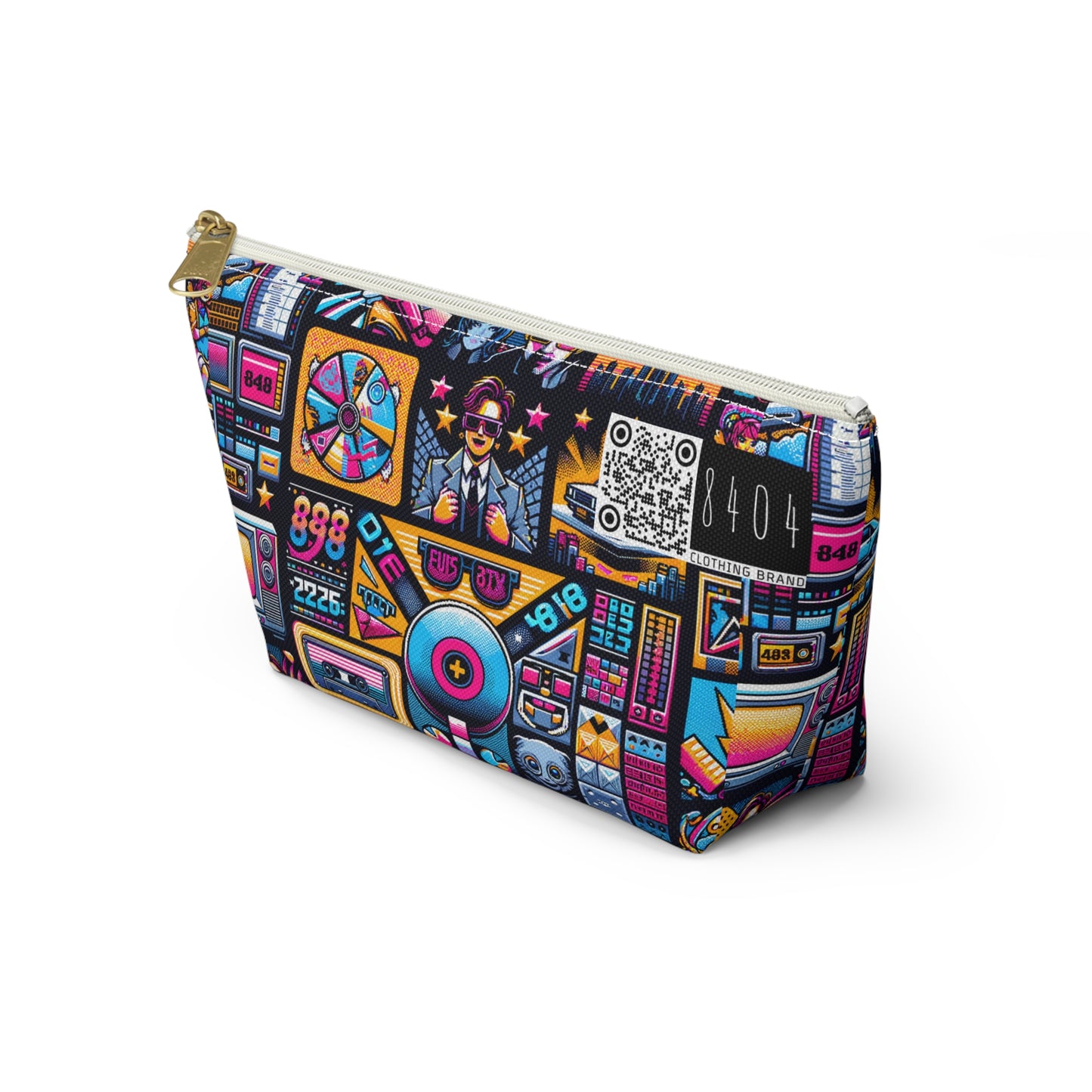 Digital Pop Culture Mashup Maximalist Pop Accessory Pouch W T-bottom - 8404 Design-52