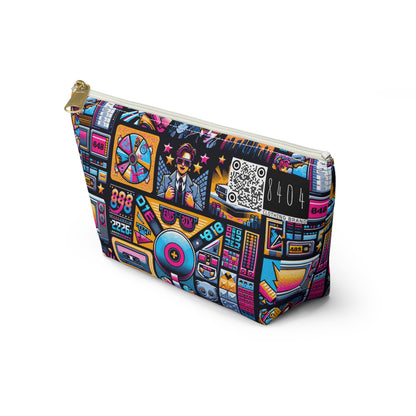 Digital Pop Culture Mashup Maximalist Pop Accessory Pouch W T-bottom - 8404 Design-52