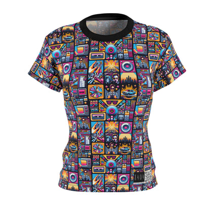 Digital Pop Culture Mashup Maximalist Pop Women's Cut & Sew Tee - 8404 Design-52